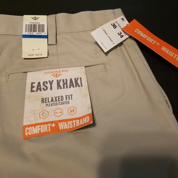 NWT DOCKERS Easy Khaki Relaxed pleated/cuffed pant - Picture 4 of 9